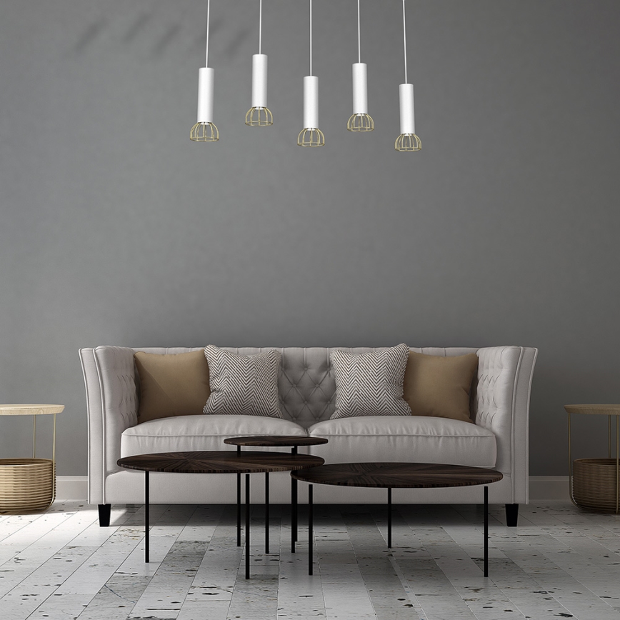 Luster na sajli DANTE 5xGU10/25W/230V bijela/zlatna