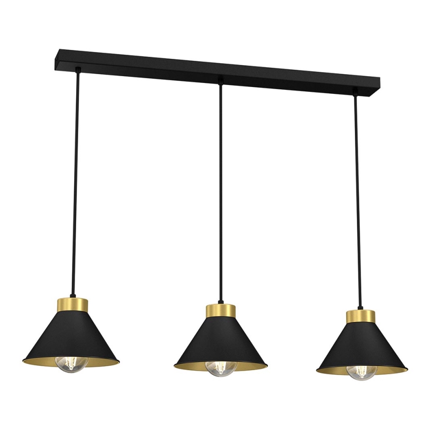 Luster na sajli DEMET 3xE27/60W/230V crna/zlatna