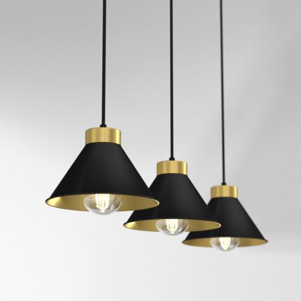 Luster na sajli DEMET 3xE27/60W/230V crna/zlatna