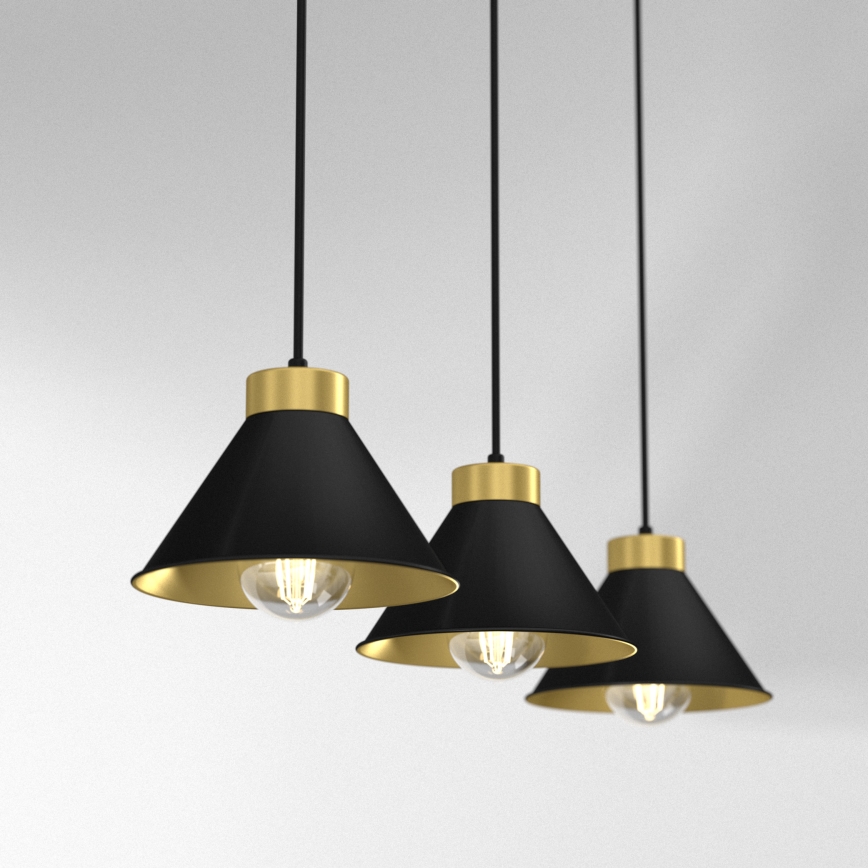 Luster na sajli DEMET 3xE27/60W/230V crna/zlatna