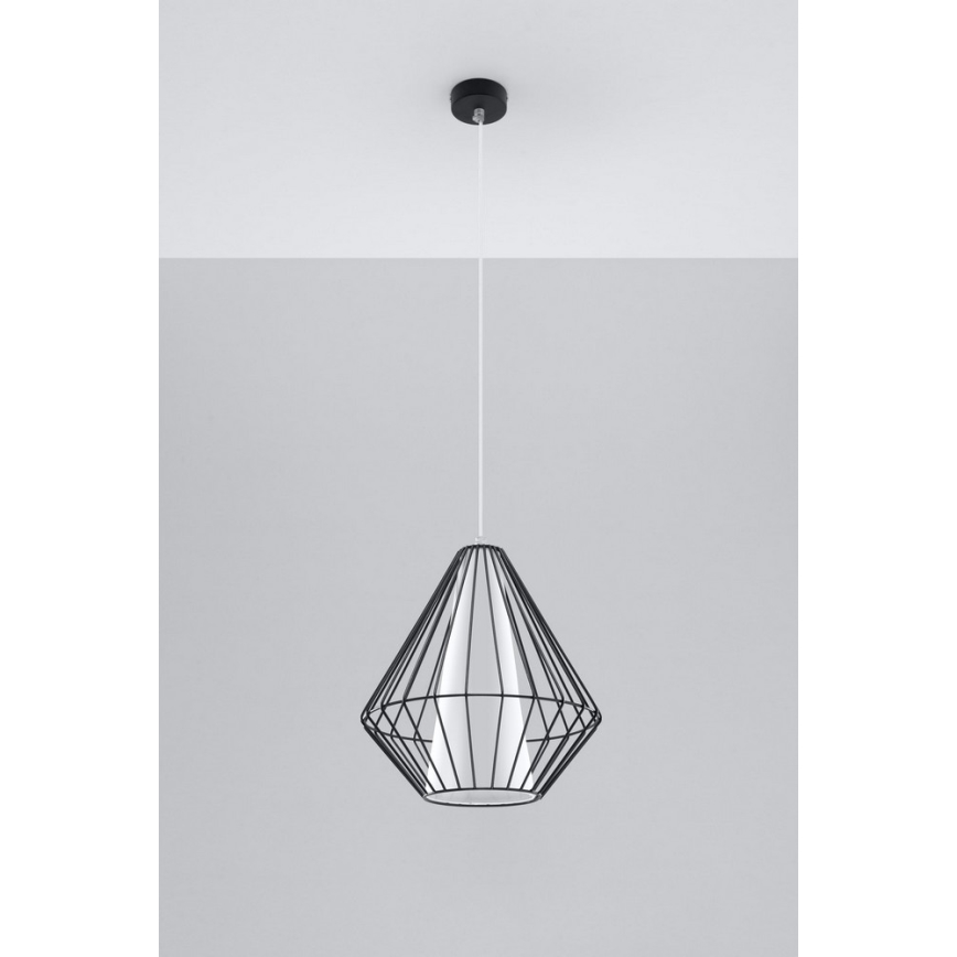 Luster na sajli DEMI 1xE27/60W/230V crna/bijela
