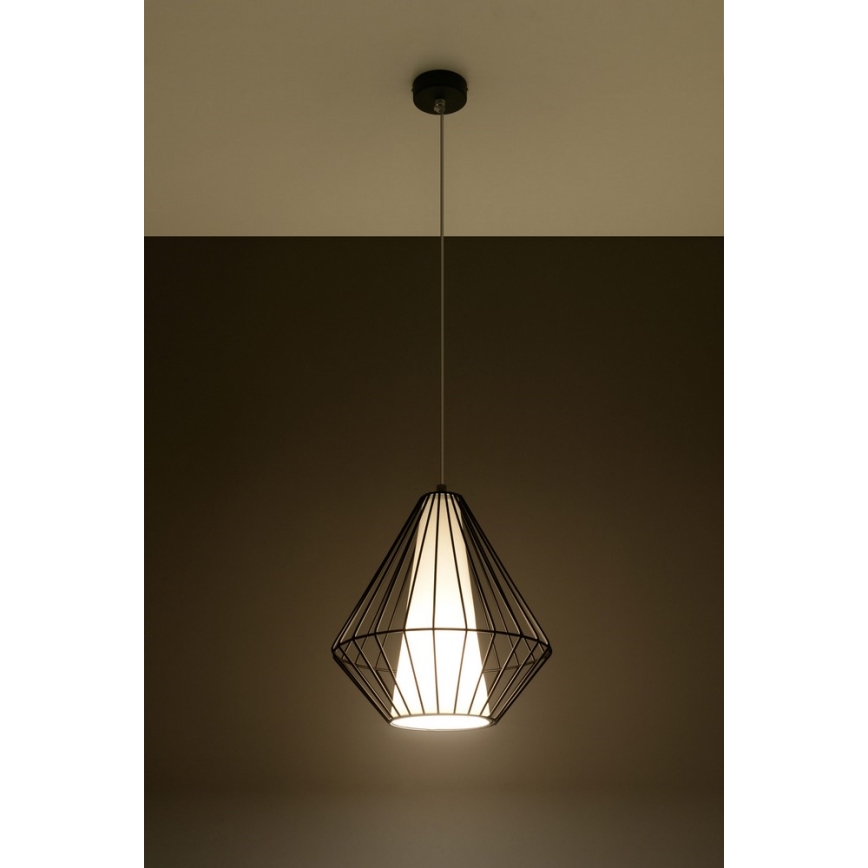 Luster na sajli DEMI 1xE27/60W/230V crna/bijela