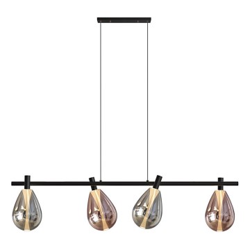 Luster na sajli DENSO 4xG9/5W/230V crni krom/bakrena