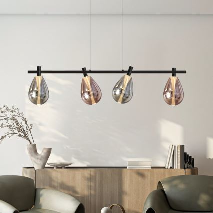 Luster na sajli DENSO 4xG9/5W/230V crni krom/bakrena