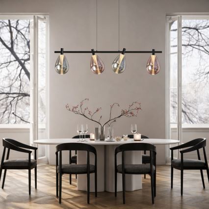 Luster na sajli DENSO 4xG9/5W/230V crni krom/bakrena