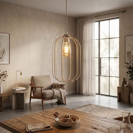 Luster na sajli DESTELLO 1xE27/15W/230V, promjer 21 cm, bež