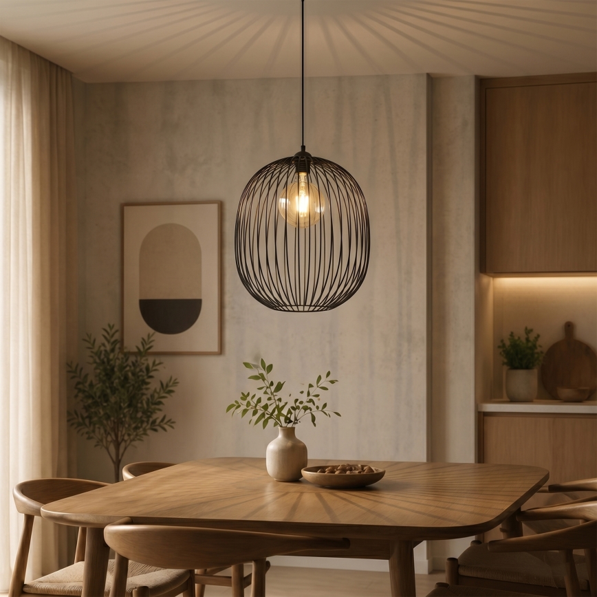 Luster na sajli DESTELLO 1xE27/15W/230V Ø 33 cm crna