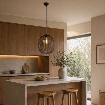 Luster na sajli DESTELLO 1xE27/15W/230V Ø 33 cm crna