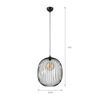 Luster na sajli DESTELLO 1xE27/15W/230V Ø 33 cm crna