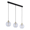Luster na sajli DEVON 3xE27/15W/230V crna/prozirna