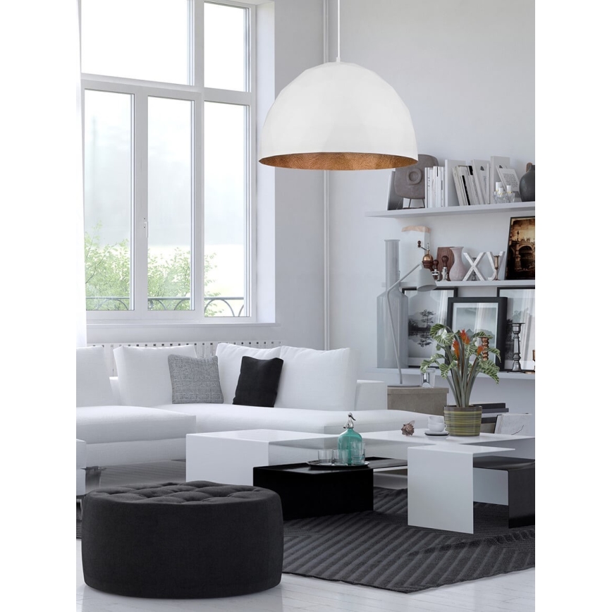 Luster na sajli DIAMENT 1xE27/60W/230V pr. 50 cm bijela/bakrena