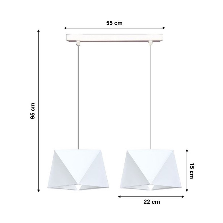 Luster na sajli DIAMENT 2xE27/60W/230V bijela