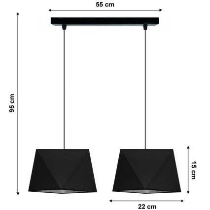 Luster na sajli DIAMENT 2xE27/60W/230V crna