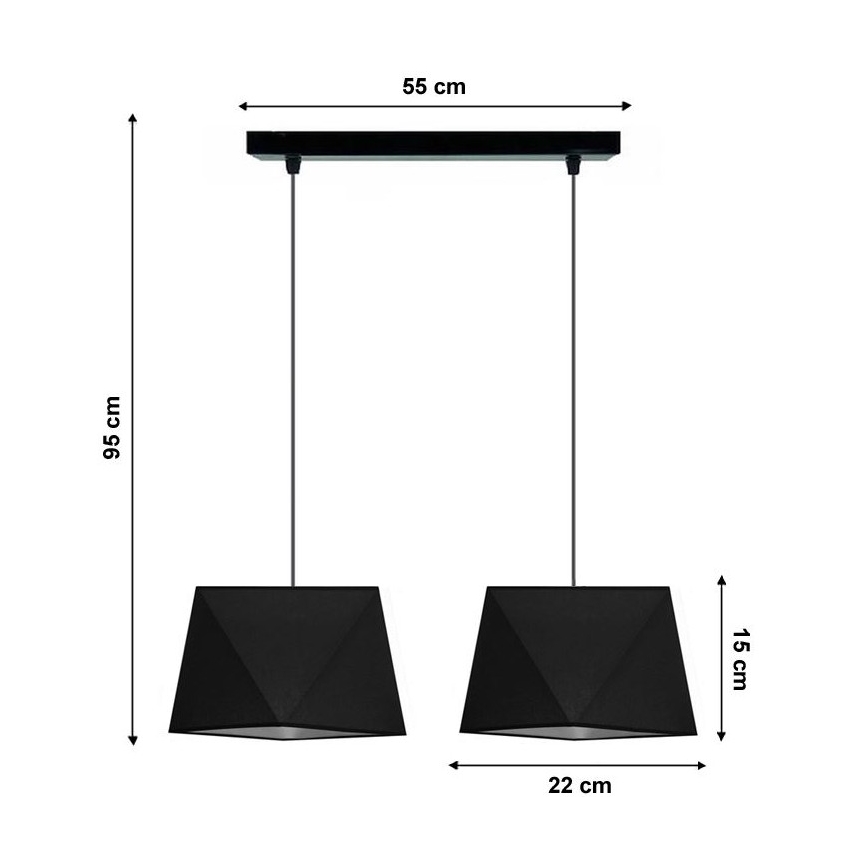 Luster na sajli DIAMENT 2xE27/60W/230V crna