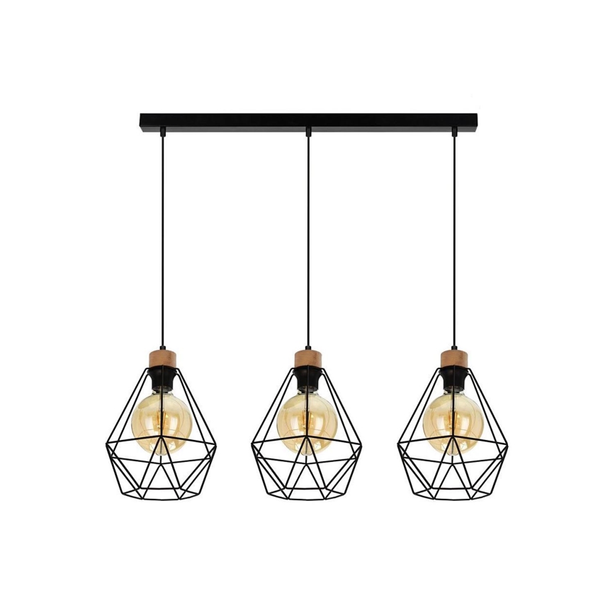 Luster na sajli DIAMENT 3xE27/60W/230V hrast