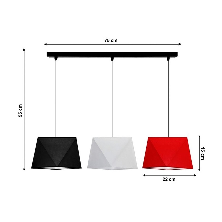 Luster na sajli DIAMENT 3xE27/60W/230V