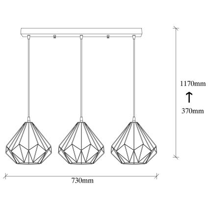 Luster na sajli DIAMOND 3xE27/100W/230V