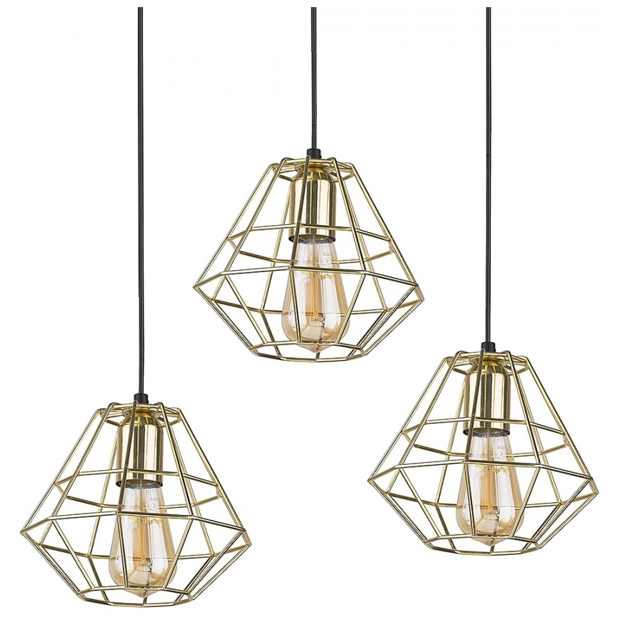 Luster na sajli DIAMOND 3xE27/60W/230V zlatna