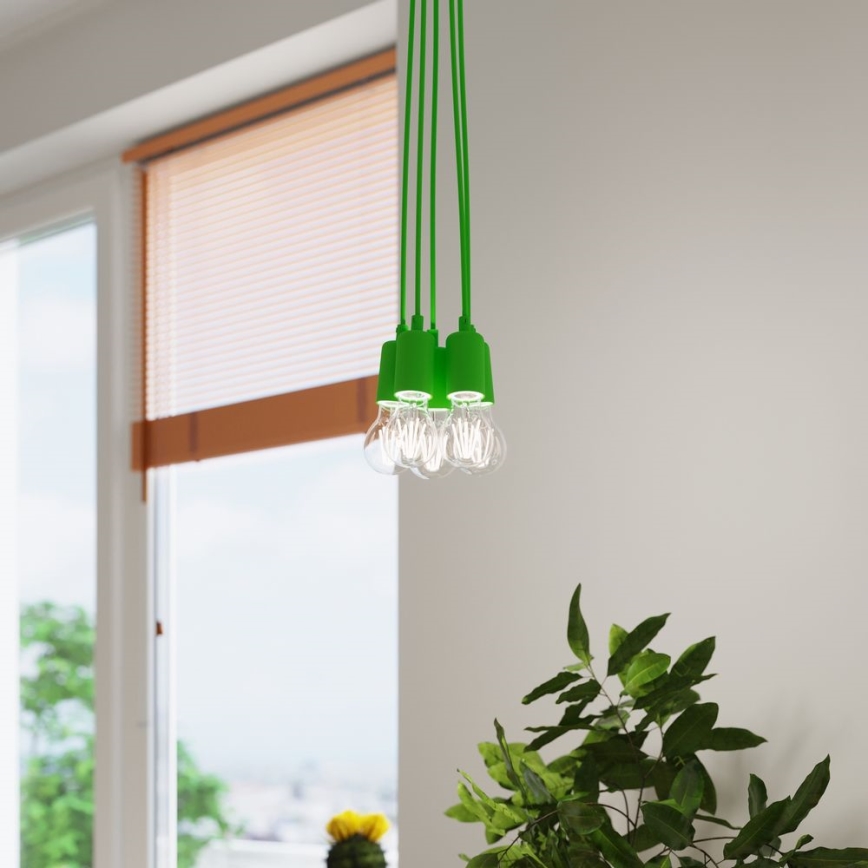 Luster na sajli DIEGO 5xE27/60W/230V zelena