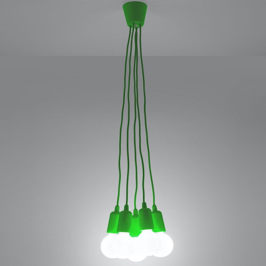 Luster na sajli DIEGO 5xE27/60W/230V zelena