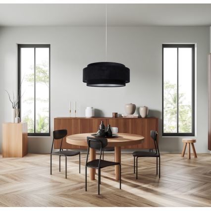 Luster na sajli DOBLO 1xE27/60W/230V pr. 60 cm crna/srebrna