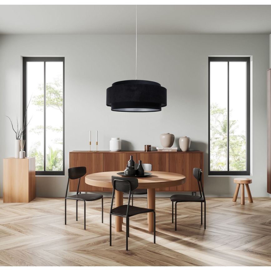 Luster na sajli DOBLO 1xE27/60W/230V pr. 60 cm crna/srebrna