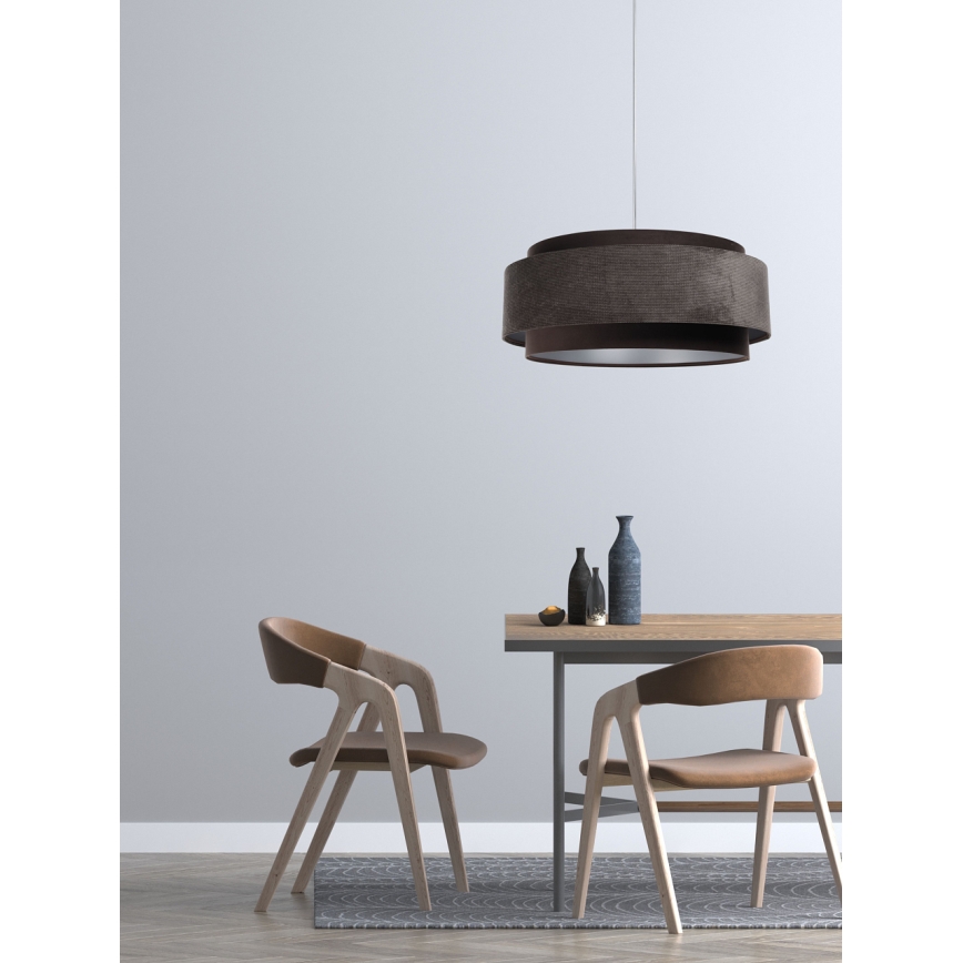 Luster na sajli DOBLO 1xE27/60W/230V pr. 60 cm smeđa/srebrna