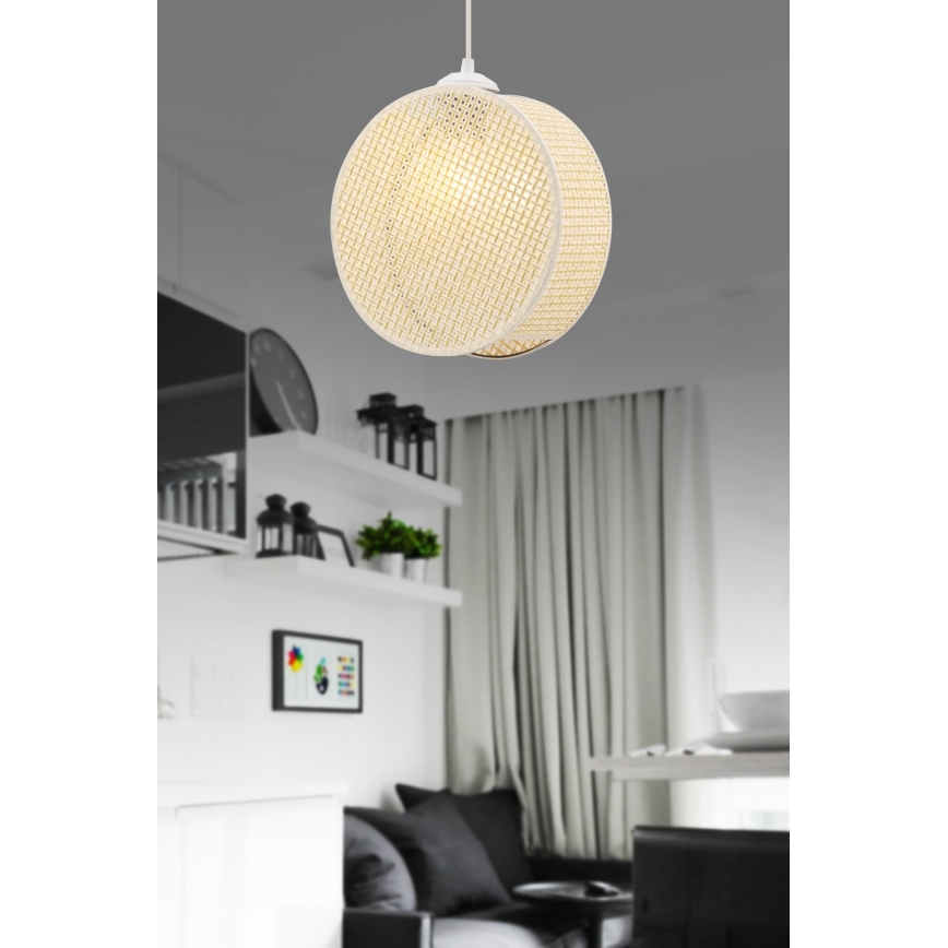 Luster na sajli DRUM 1xE27/60W/230V krem