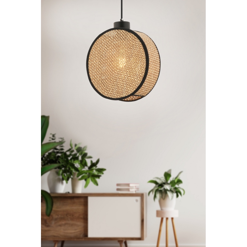 Luster na sajli DRUM 1xE27/60W/230V smeđa/crna