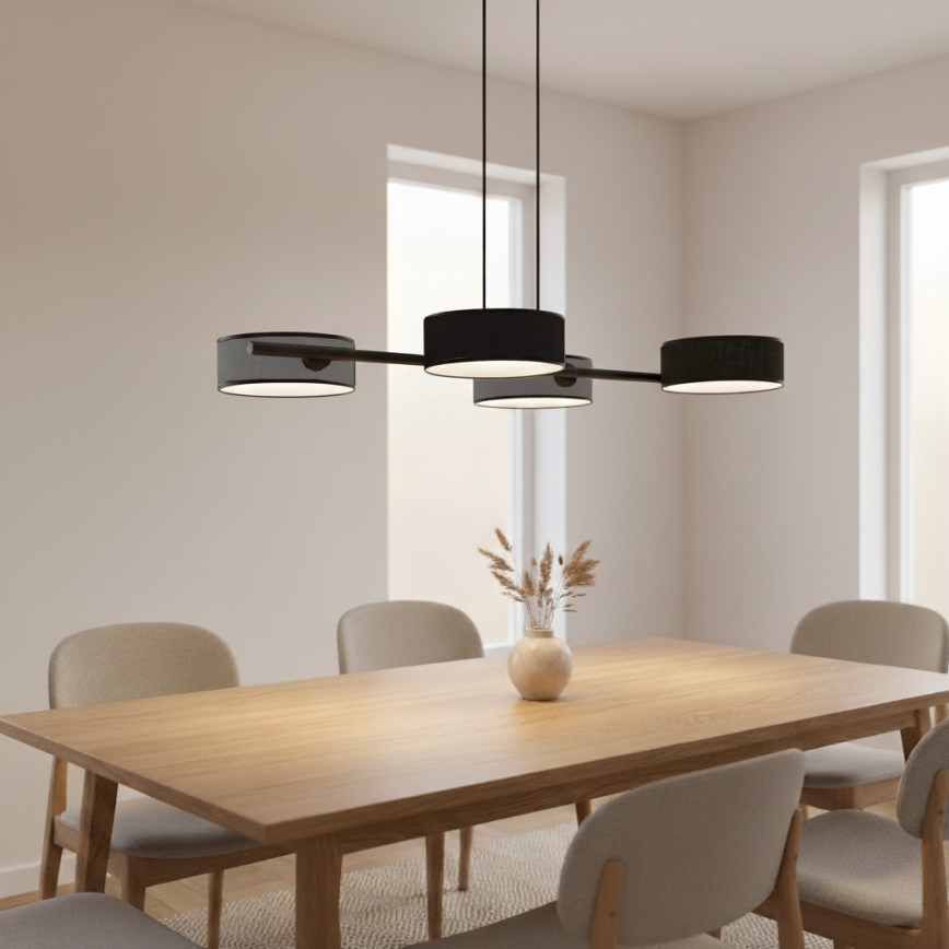 Luster na sajli DRUMZ 4xE14/10W/230V crna/siva