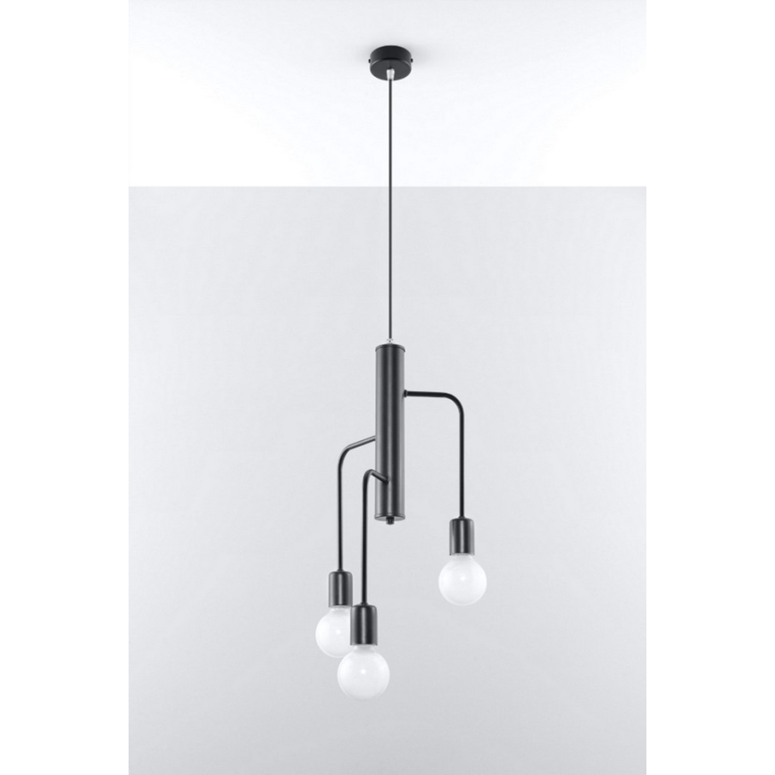 Luster na sajli DUOMO 3M 3xE27/60W/230V crna