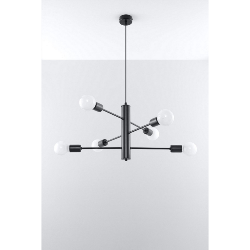 Luster na sajli DUOMO 6 6xE27/60W/230V crna