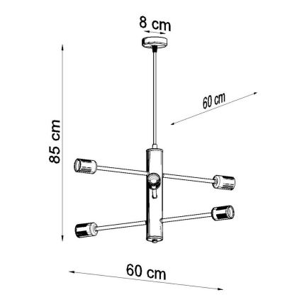 Luster na sajli DUOMO 6 6xE27/60W/230V crna