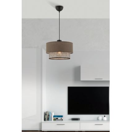 Luster na sajli ECHO 1xE27/60W/230V smeđa/siva