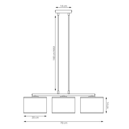Luster na sajli ECO 3xE27/15W/230V bež/ratan