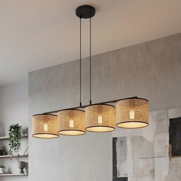Luster na sajli ECO 4xE27/15W/230V bež/ratan