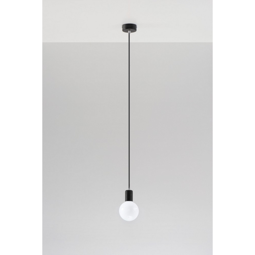 Luster na sajli EDISON 1xE27/60W/230V crna