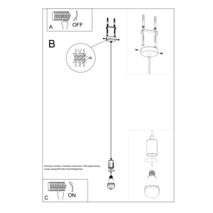 Luster na sajli EDISON 1xE27/60W/230V crna