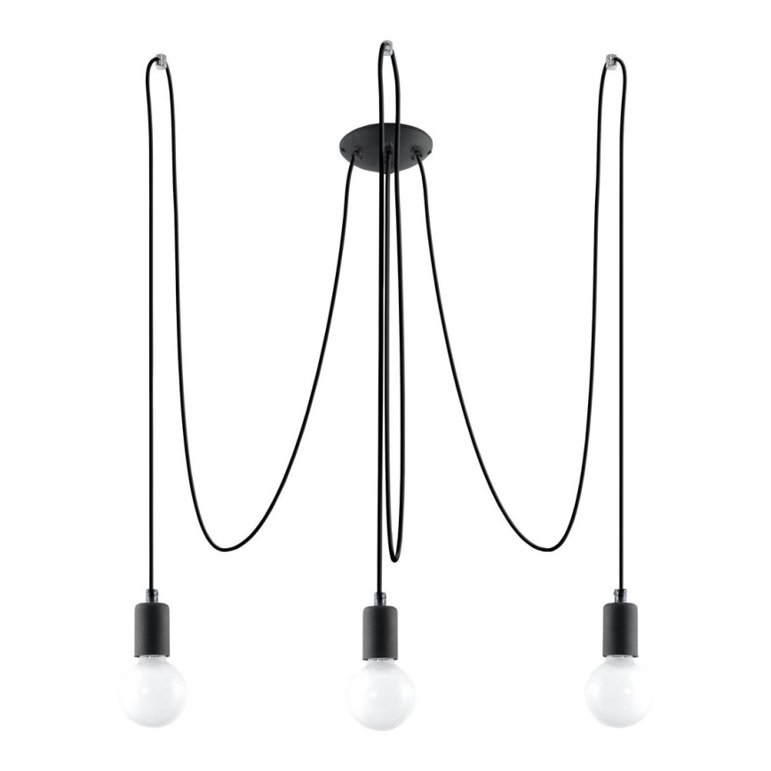 Luster na sajli EDISON 3 3xE27/60W/230V pauk crna