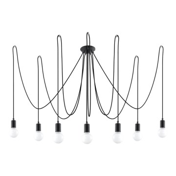 Luster na sajli EDISON 7 7xE27/60W/230V pauk crna