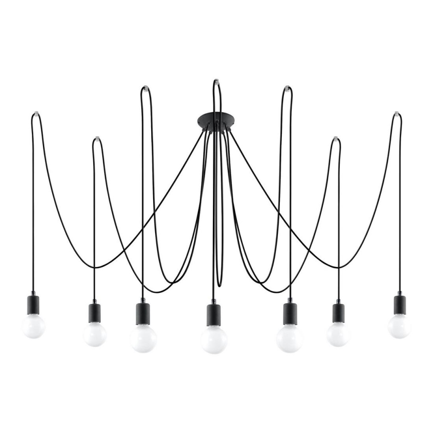 Luster na sajli EDISON 7 7xE27/60W/230V pauk crna