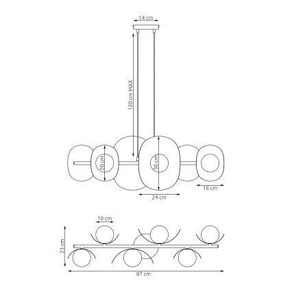 Luster na sajli ELEMENTI 6xG9/8W/230V crna