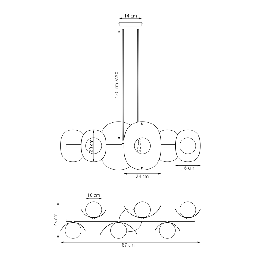 Luster na sajli ELEMENTI 6xG9/8W/230V crna
