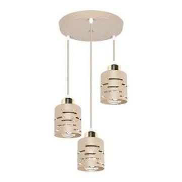 Luster na sajli ELEN 3xE27/35W/230V, Ø 29 cm, bež/zlatna