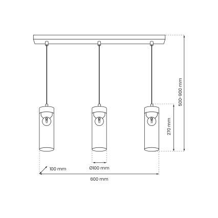 Luster na sajli ELICA 3xE27/60W/230V