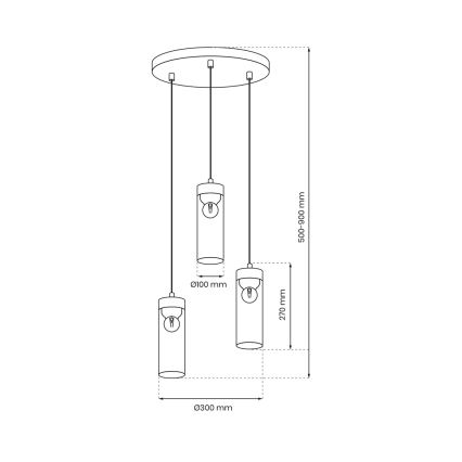 Luster na sajli ELICA 3xE27/60W/230V