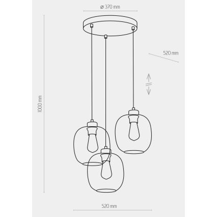 Luster na sajli ELIO 3xE27/15W/230V