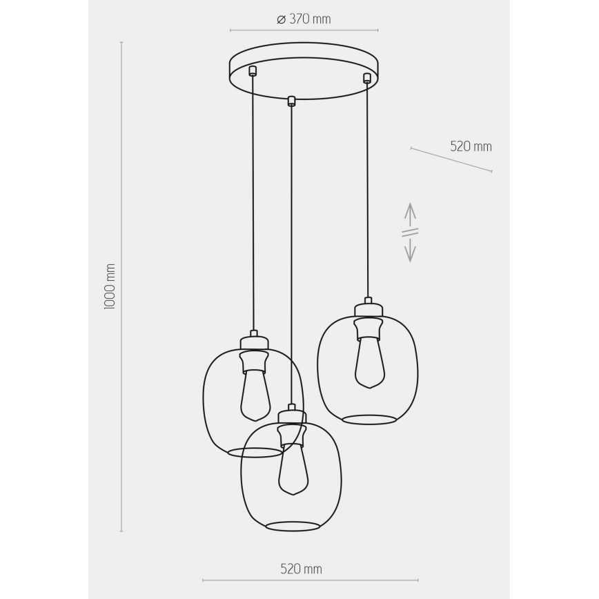 Luster na sajli ELIO 3xE27/15W/230V