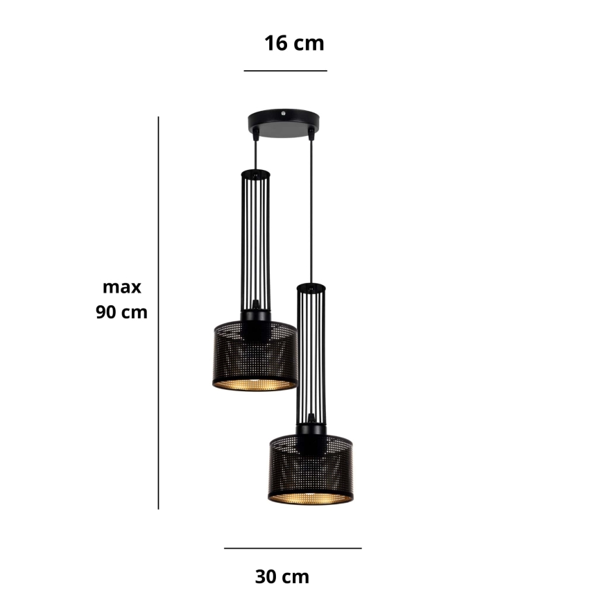 Luster na sajli ELIS 2xE27/60W/230V pr. 30 cm