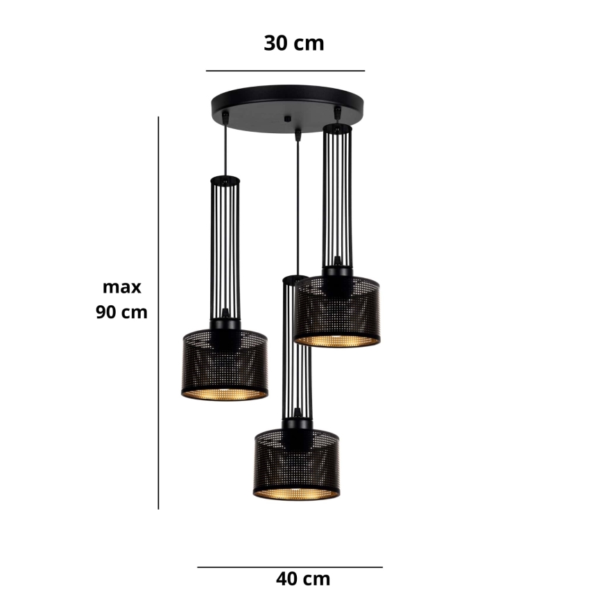 Luster na sajli ELIS 3xE27/60W/230V pr. 40 cm